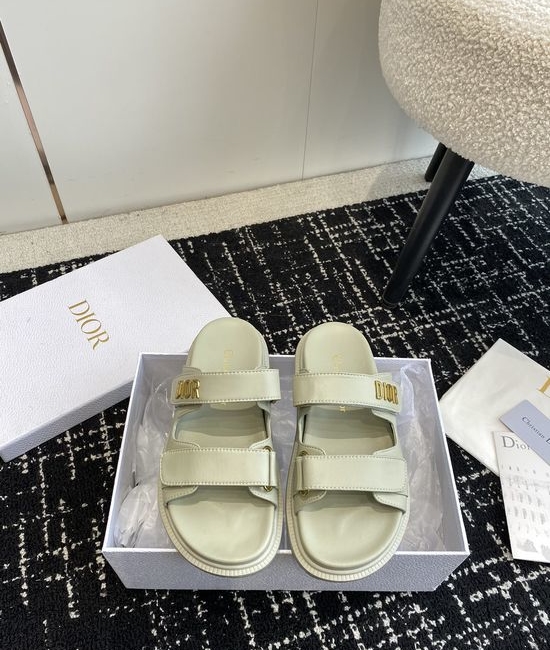 Christian Dior CD Adjustable Fabric Casual Flat Comfortable Slides