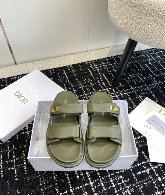 Christian Dior CD Adjustable Fabric Casual Flat Comfortable Slides