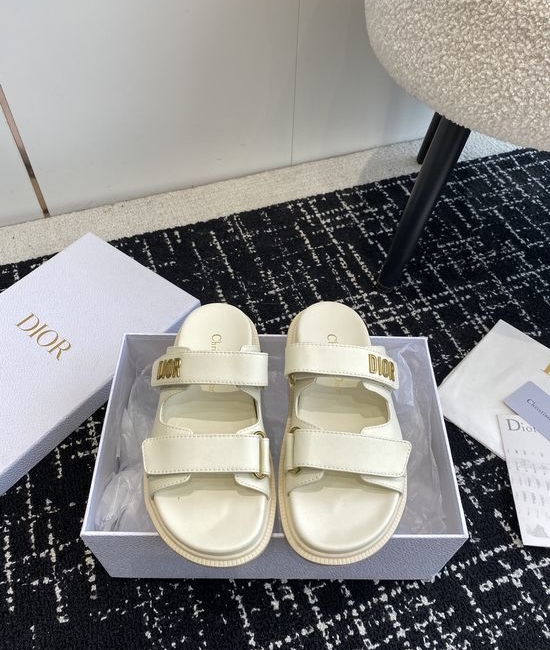 Christian Dior CD Adjustable Fabric Casual Flat Comfortable Slides