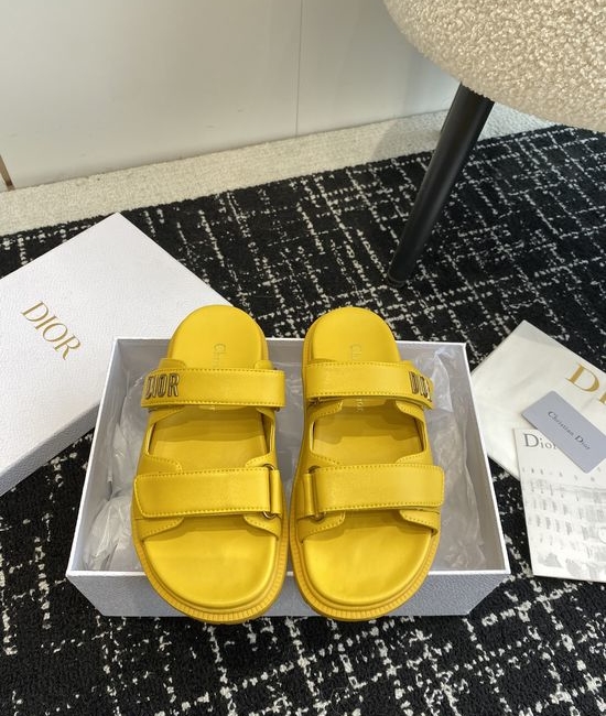 Christian Dior CD Adjustable Fabric Casual Flat Comfortable Slides