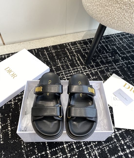 Christian Dior CD Adjustable Fabric Casual Flat Comfortable Slides