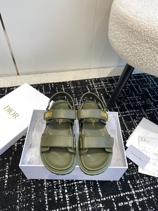 Christian Dior Studded Hook and Loop Flat Sandals Stylish Casual Daily