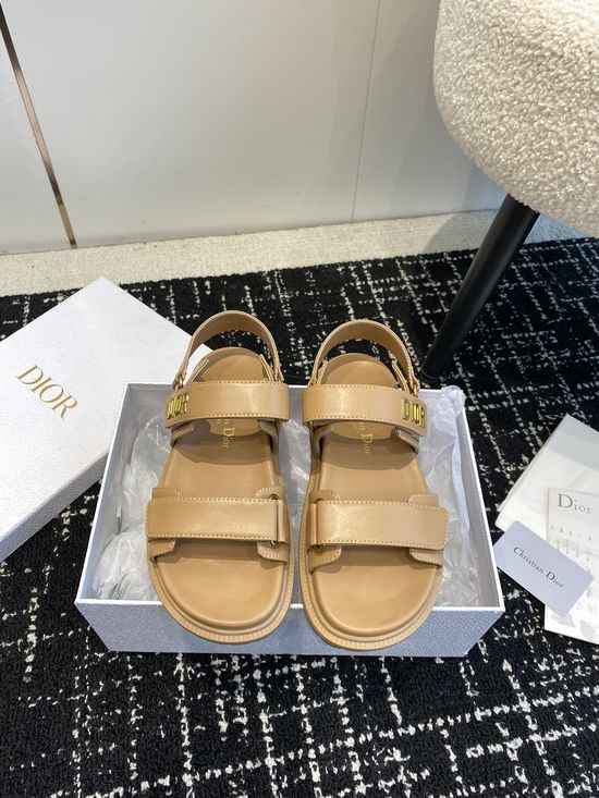 Christian Dior Studded Hook and Loop Flat Sandals Non Slip Sole