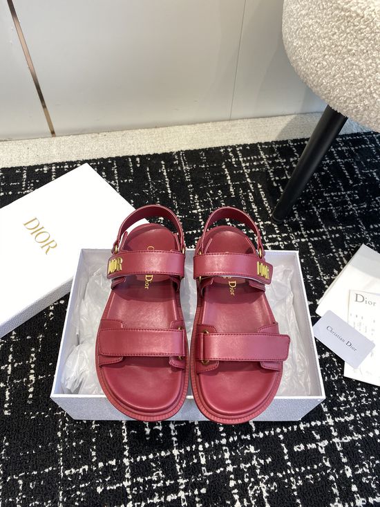 Christian Dior Studded Hook and Loop Flat Sandals Non Slip Sole