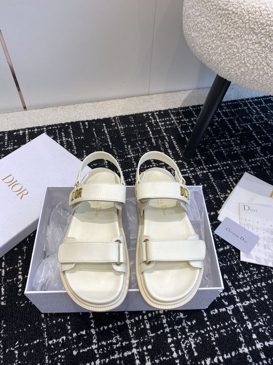 Christian Dior Studded Hook and Loop Flat Sandals Non Slip Sole