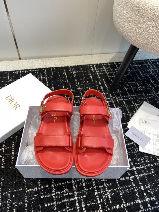 Christian Dior Studded Hook and Loop Flat Sandals Stylish Casual Daily
