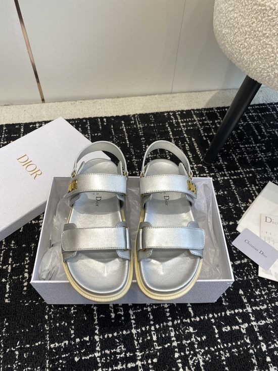Christian Dior Studded Hook and Loop Flat Sandals Non Slip Sole
