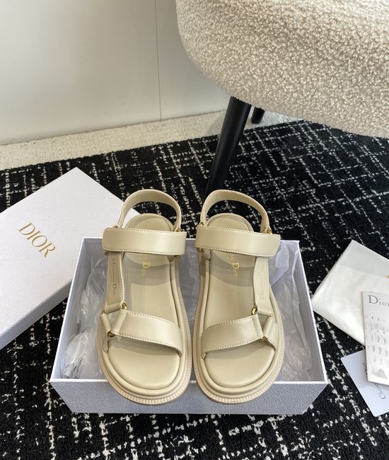 Christian Dior CD Comfortable Adjustable Leather Casual Summer Slides