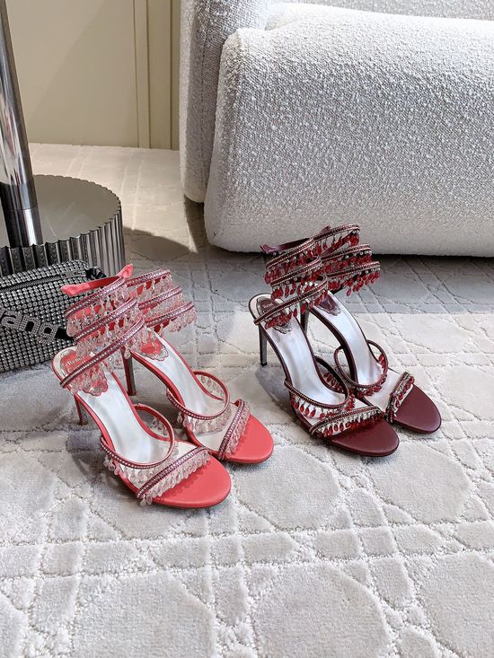 Rene Caovilla Crystal Pendant High-Heeled Sandals
