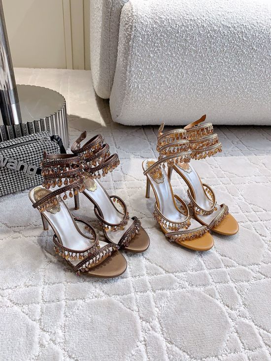 Rene Caovilla Crystal Pendant High-Heeled Sandals