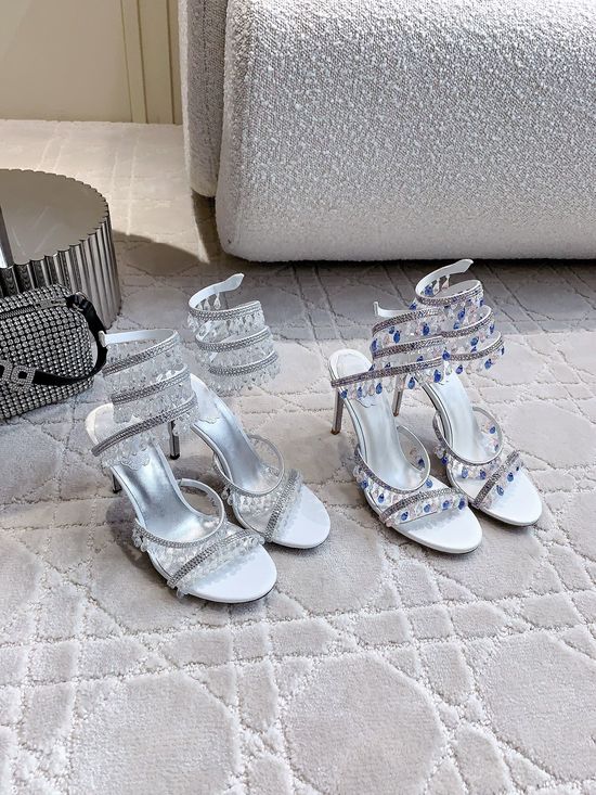 Rene Caovilla Crystal Pendant High-Heeled Sandals