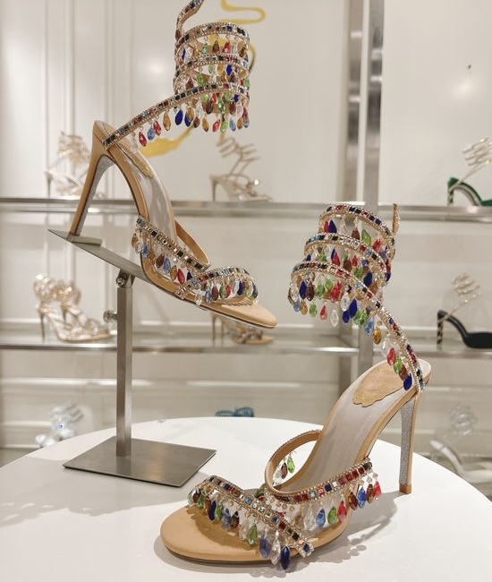 Rene Caovilla Rhinestone Decorated Strappy High Heel Sandals