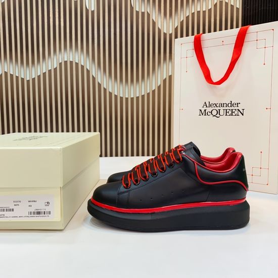 McQueen Premium Leather Casual Sneakers with Breathable Lining