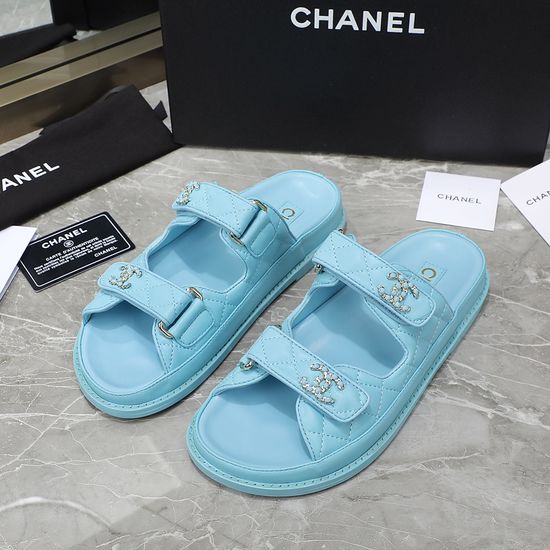 Chanel Premium Leather Hook Loop Beach Slippers Comfortable Non-slip