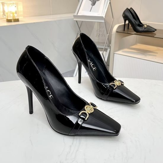 Versace Patent Leather Classic High Heels Elegant Footwear