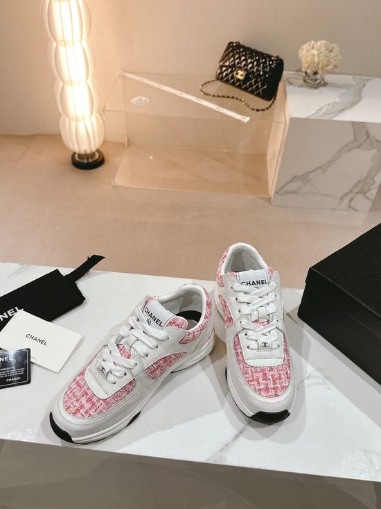 Chanel Tweed Printed Casual Sneakers Comfortable Non-slip Outdoor Sports Shoes