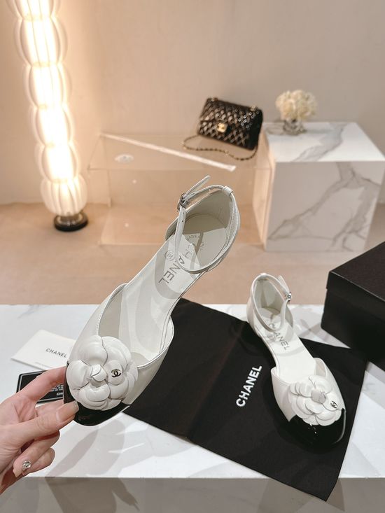 Chanel Camellia Decor Comfortable Leather Casual Flat Shoes