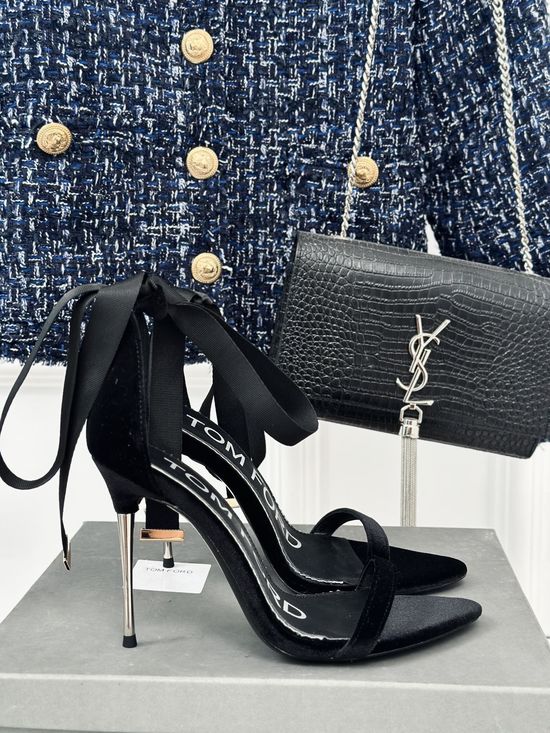 Tom Ford Cashmere Stiletto Sandals With Metallic Heel