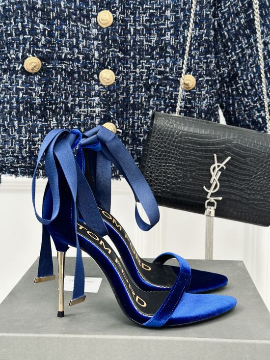 Tom Ford Cashmere Stiletto Sandals With Metallic Heel