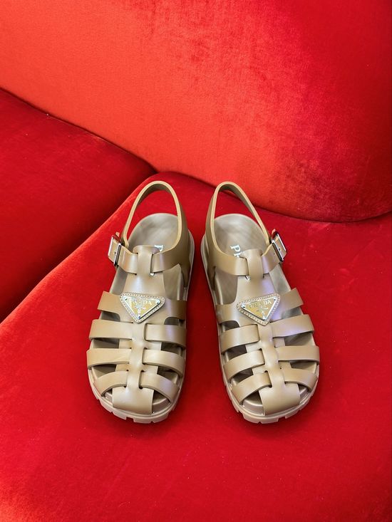 Prada Roman Sandals with Decorative Logo and Retro Style