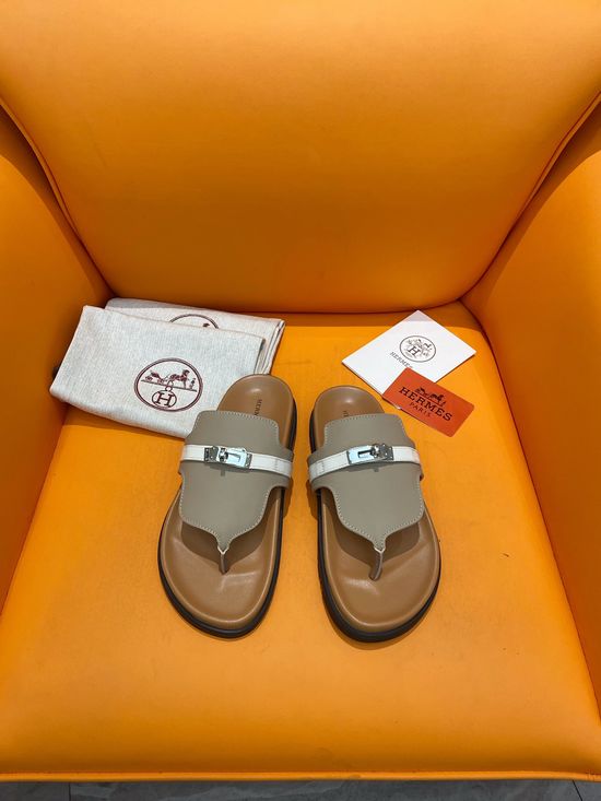 Hermes Velcro Flat Casual Sandals Soft Sole Comfortable Slides