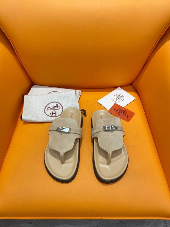 Hermes Velcro Flat Casual Sandals Soft Sole Comfortable Slides