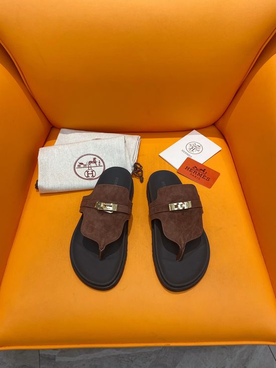 Hermes Velcro Flat Casual Sandals Soft Sole Comfortable Slides