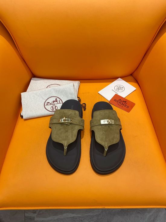 Hermes Velcro Flat Casual Sandals Soft Sole Comfortable Slides