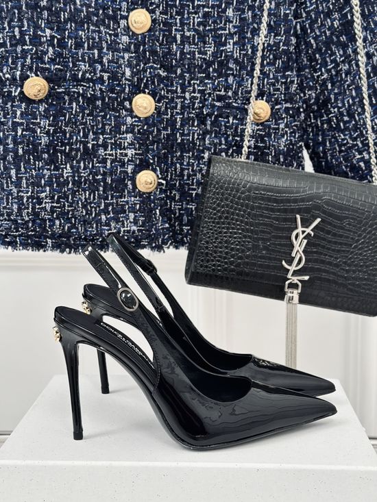 Dolce & Gabbana Pointed Toe Leather High Heel Sandals