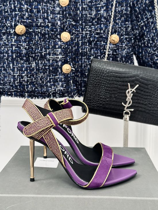 Tom Ford Suede Stiletto Sandals With Metallic Heel