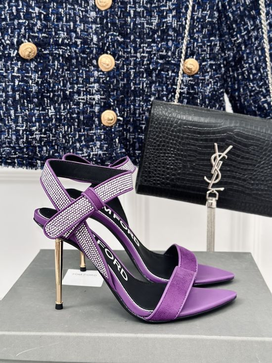 Tom Ford Suede Stiletto Sandals With Metallic Heel