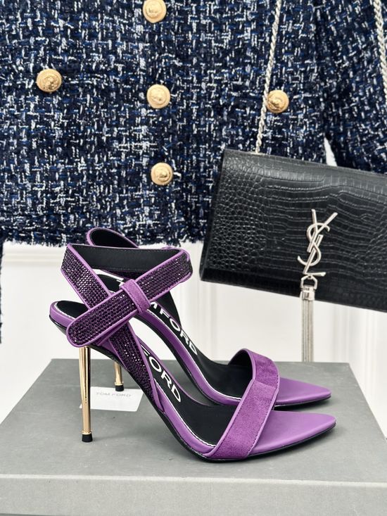 Tom Ford Suede Stiletto Sandals With Metallic Heel