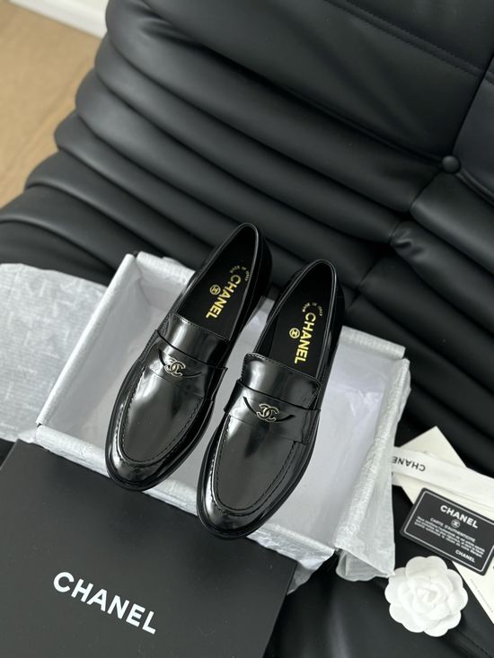 Chanel Classic Leather Slip On Loafer Shoes