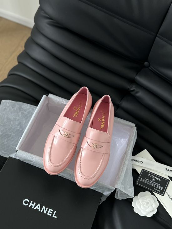 Chanel Classic Leather Slip On Loafer Shoes