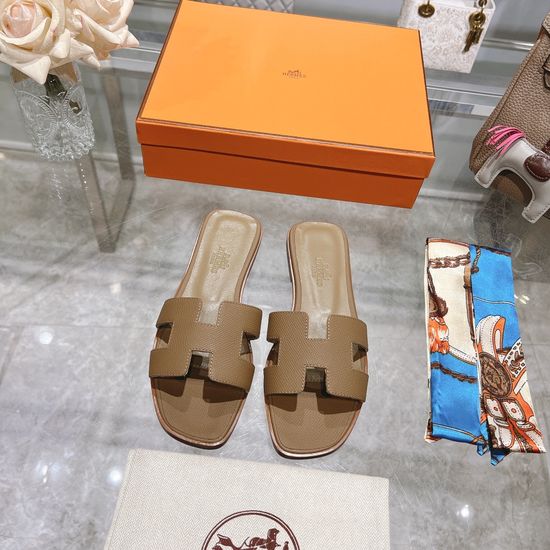Hermes Calfskin Casual Slides Soft Comfortable Daily Wear Footwear