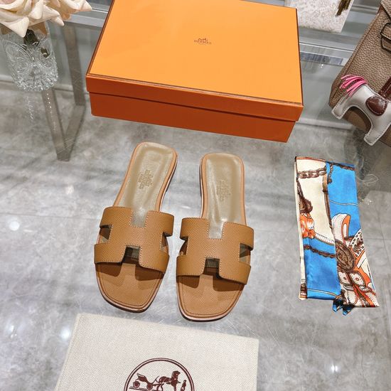 Hermes Calfskin Casual Slides Soft Comfortable Daily Wear Footwear