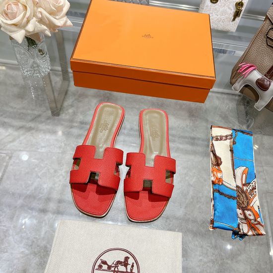 Hermes Calfskin Casual Slides Soft Comfortable Daily Wear Footwear
