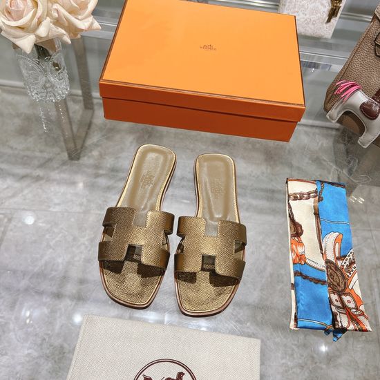 Hermes Calfskin Casual Slides Soft Comfortable Daily Wear Footwear