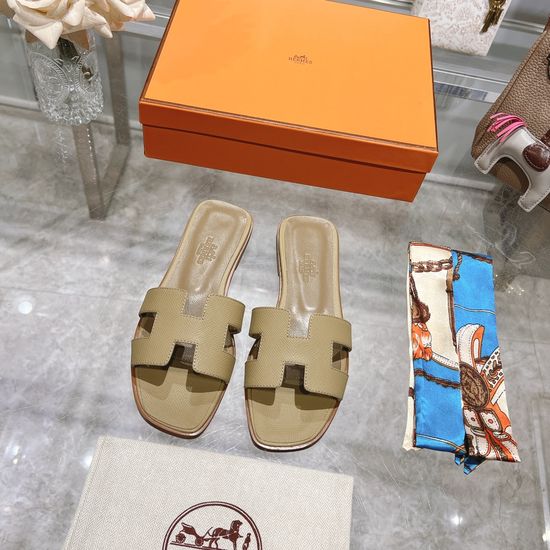 Hermes Calfskin Casual Slides Soft Comfortable Daily Wear Footwear