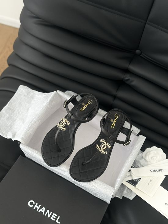 Chanel Classic Single Strap Lambskin Leather Sandals