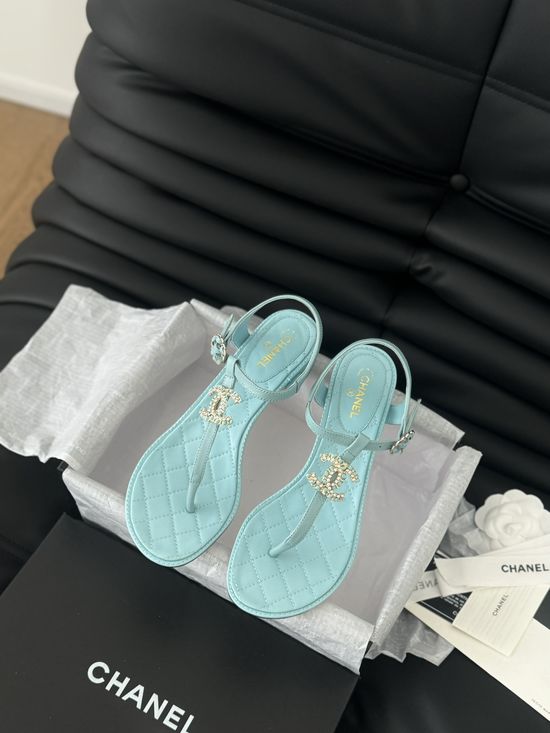 Chanel Classic Single Strap Lambskin Leather Sandals