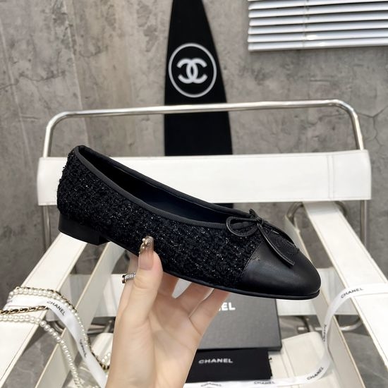 Chanel Classic Sheepskin Wool Blend Ballet Flat Shoes