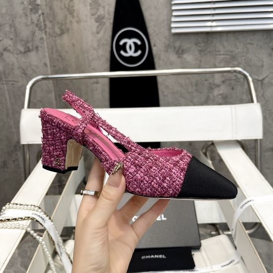 Chanel Color Block Chunky Heel Peep Toe Leather Sandals