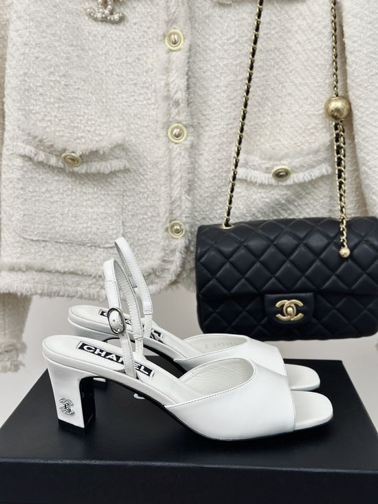 Chanel Block Heel Sandals Soft Cowhide Upper Leather Sole