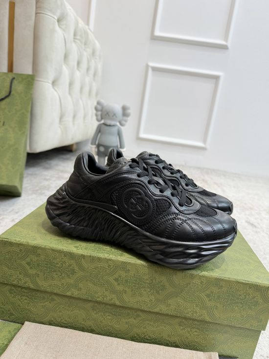 Gucci Premium Leather Sneakers With 3D Decorative Details Classic Design