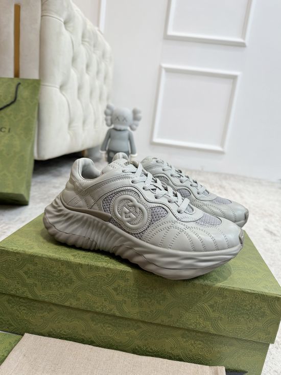 Gucci Premium Leather Sneakers With 3D Decorative Details Classic Design