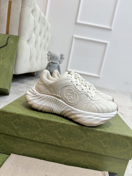 Gucci Premium Leather Sneakers With 3D Decorative Details Classic Design