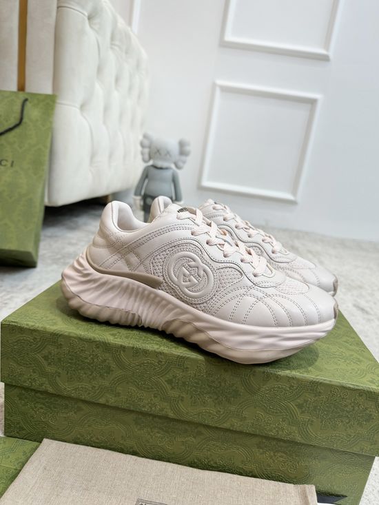Gucci Premium Leather Sneakers With 3D Decorative Details Classic Design