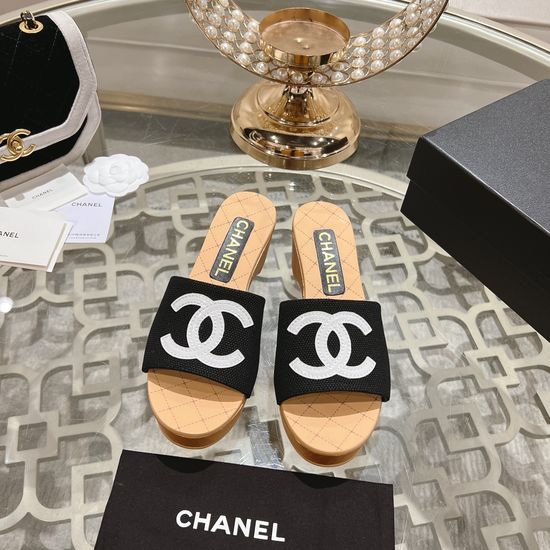 Chanel Classic Wedge Platform Casual Slide Sandals