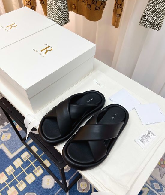 The Row Woven Platform Slide Sandals Soft Sheepskin Lining